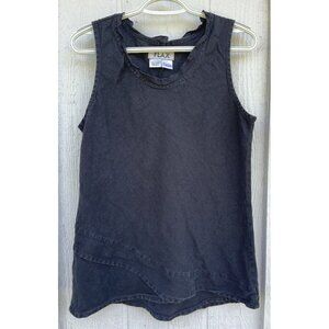 flax women's black tank top 100% linen size small